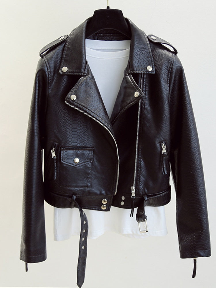 HOOR Leather Jackets with Belt Black