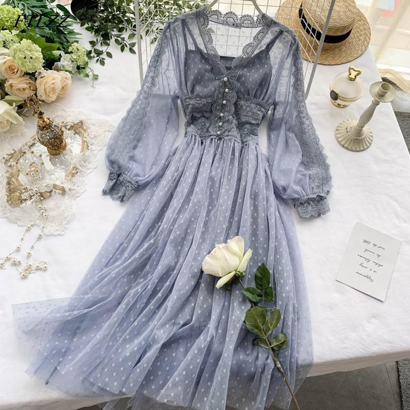 HOOR Long Sleeve Fairy Dress Blue