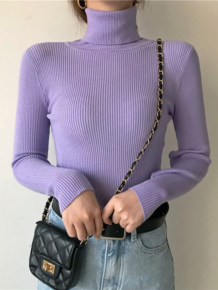 HOOR Turtleneck Sweaters Lavender One Size