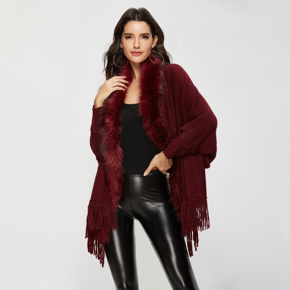 HOOR Luxury Collar Fur Cardigan