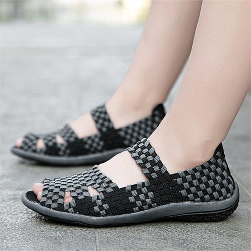 HOOR Elastic Band Sandals Black