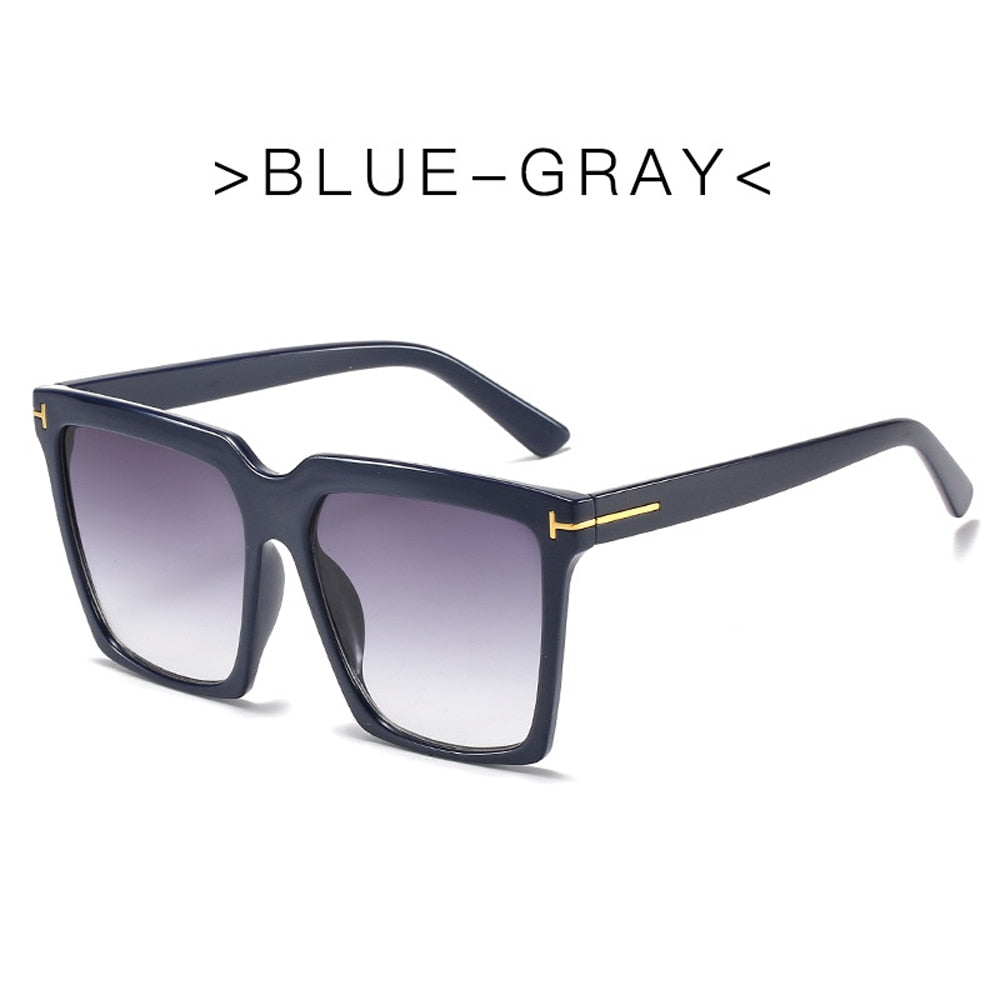 HOOR Square Sunglasses 3-Blue-Gray As Picture