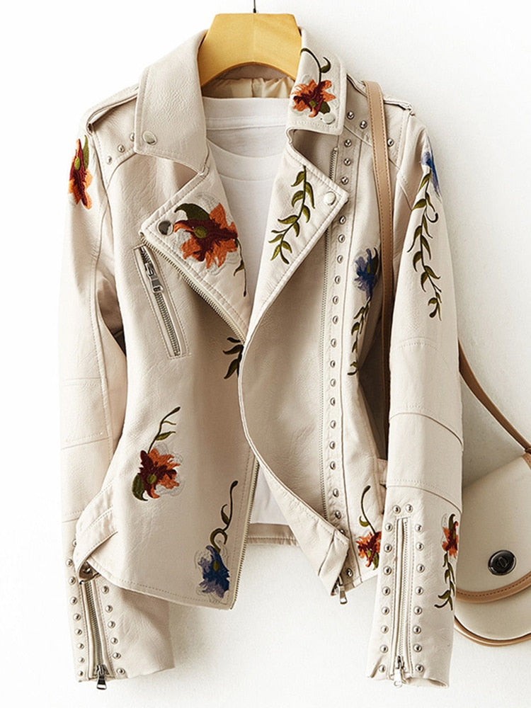 HOOR Floral Embroidery Jackets Beige