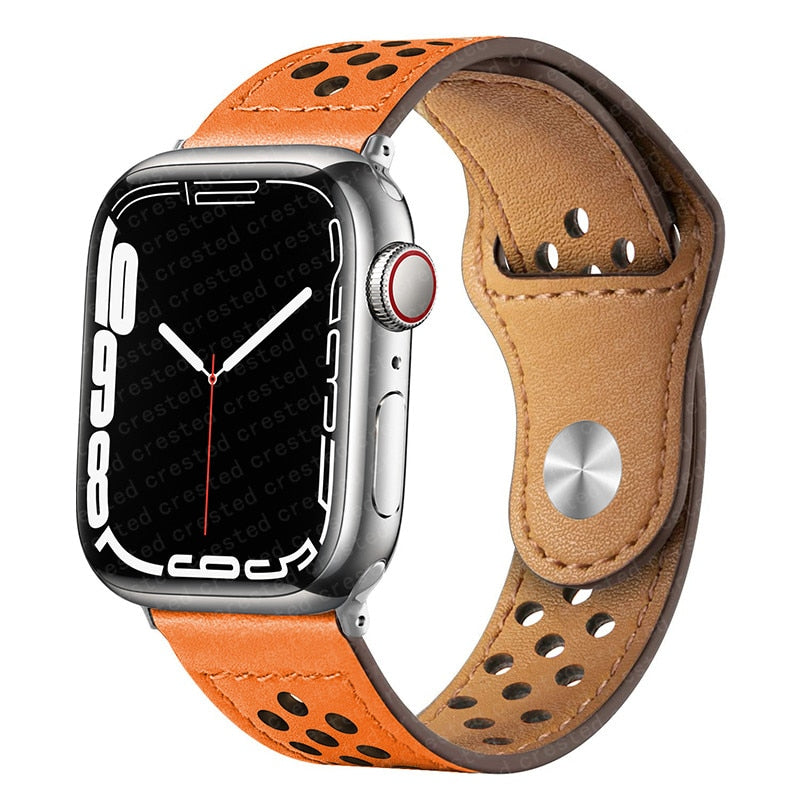 HOOR Leather strap Apple watch Orange