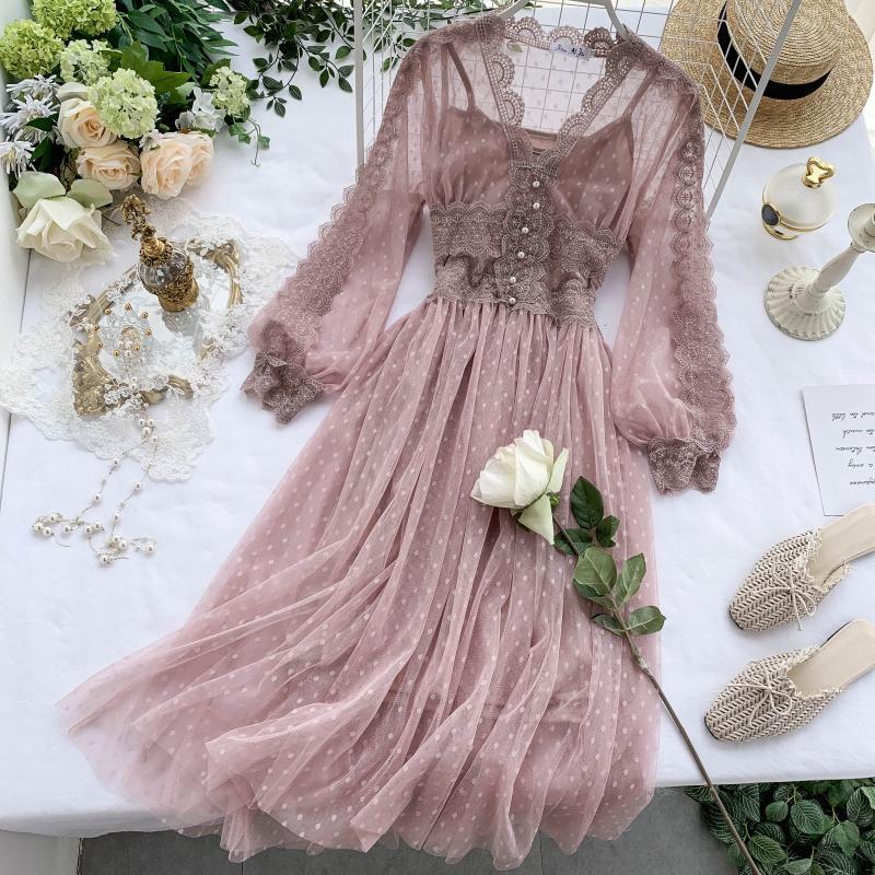 HOOR Long Sleeve Fairy Dress Pink