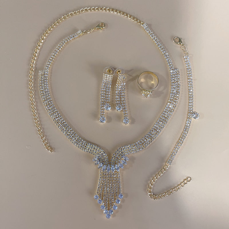HOOR Rhinestone Crystal Bridal 10-Gold