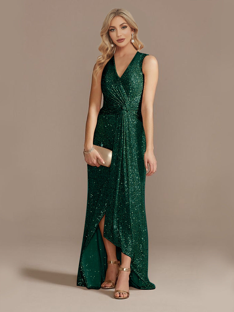 HOOR Irregular Twisted Dress Dark green