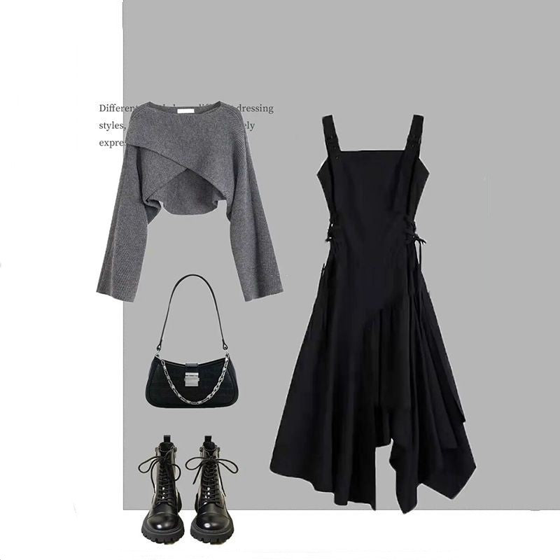 HOOR Gray Two-piece Dress