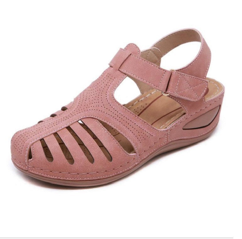 HOOR Retro Wedge Sandals Pale pink