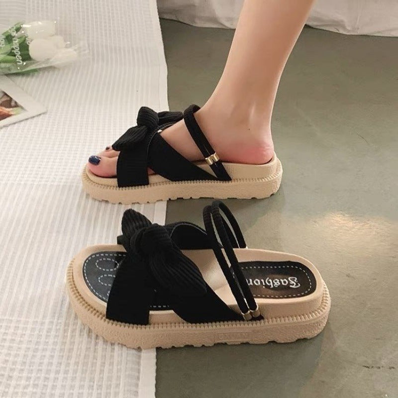 HOOR Flat Platform Sandals Black