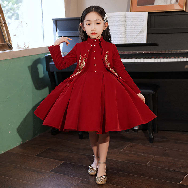 HOOR Dress Piano Performance LF004 Red coat