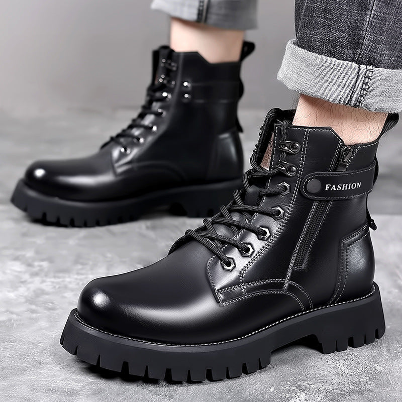 HOOR Thick-soled Martin Boots Black Wool