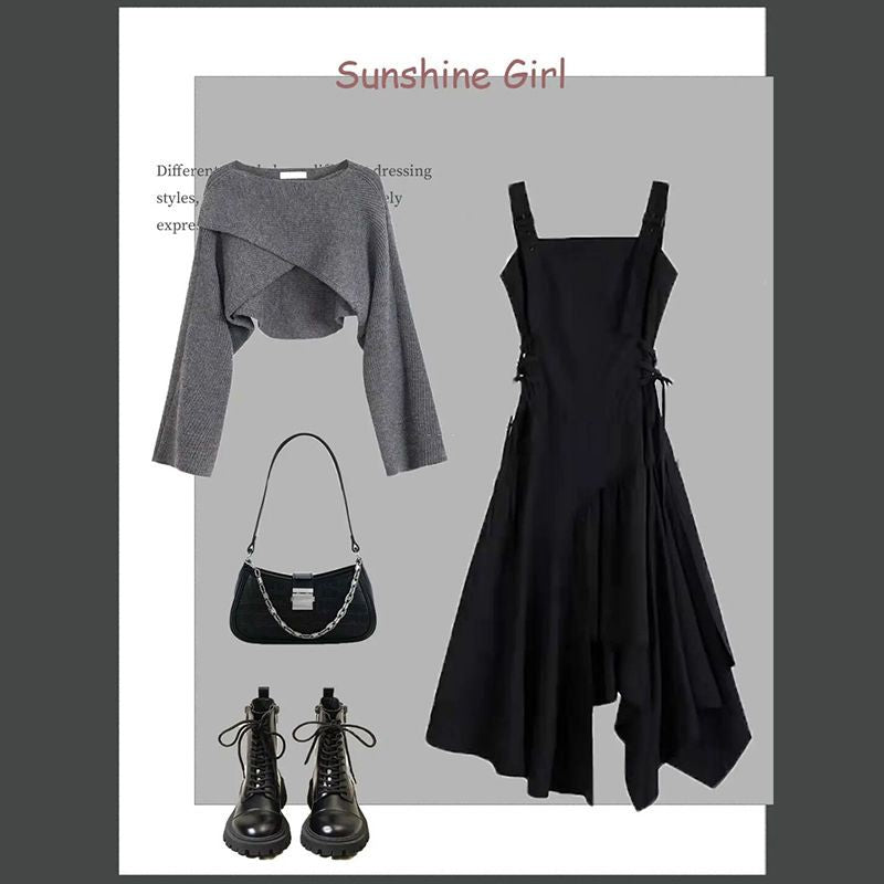 HOOR Gray Two-piece Dress