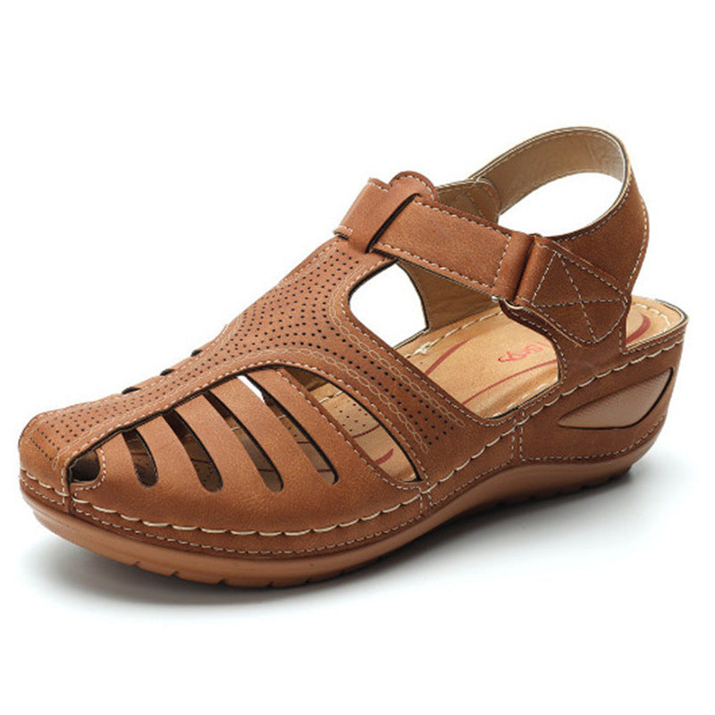 HOOR Retro Wedge Sandals Brown